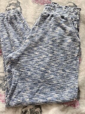 LuLaRoe Blue and White Marled Cozy Track Pants